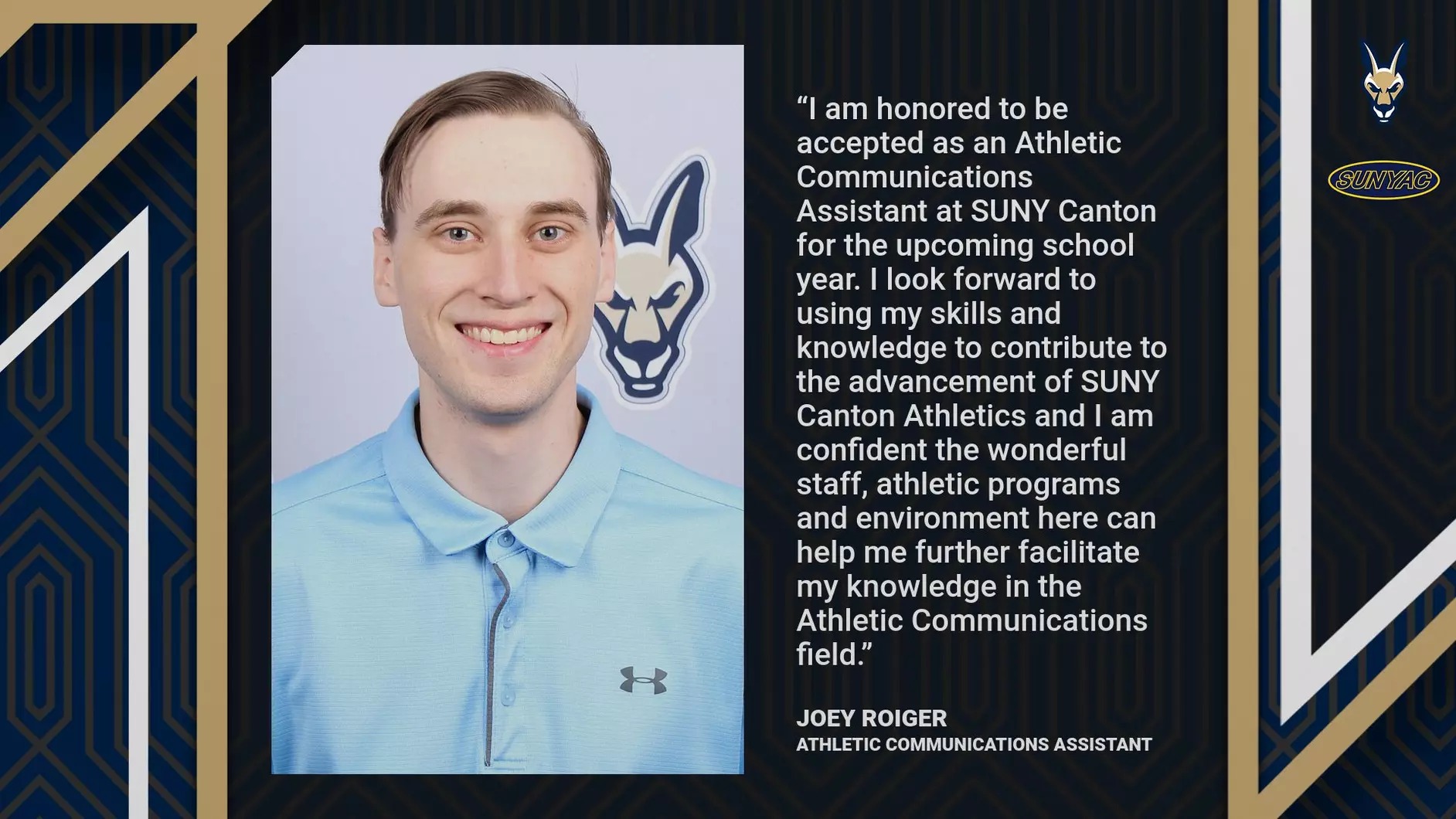 Roiger Named Athletic Communications Assistant at Canton