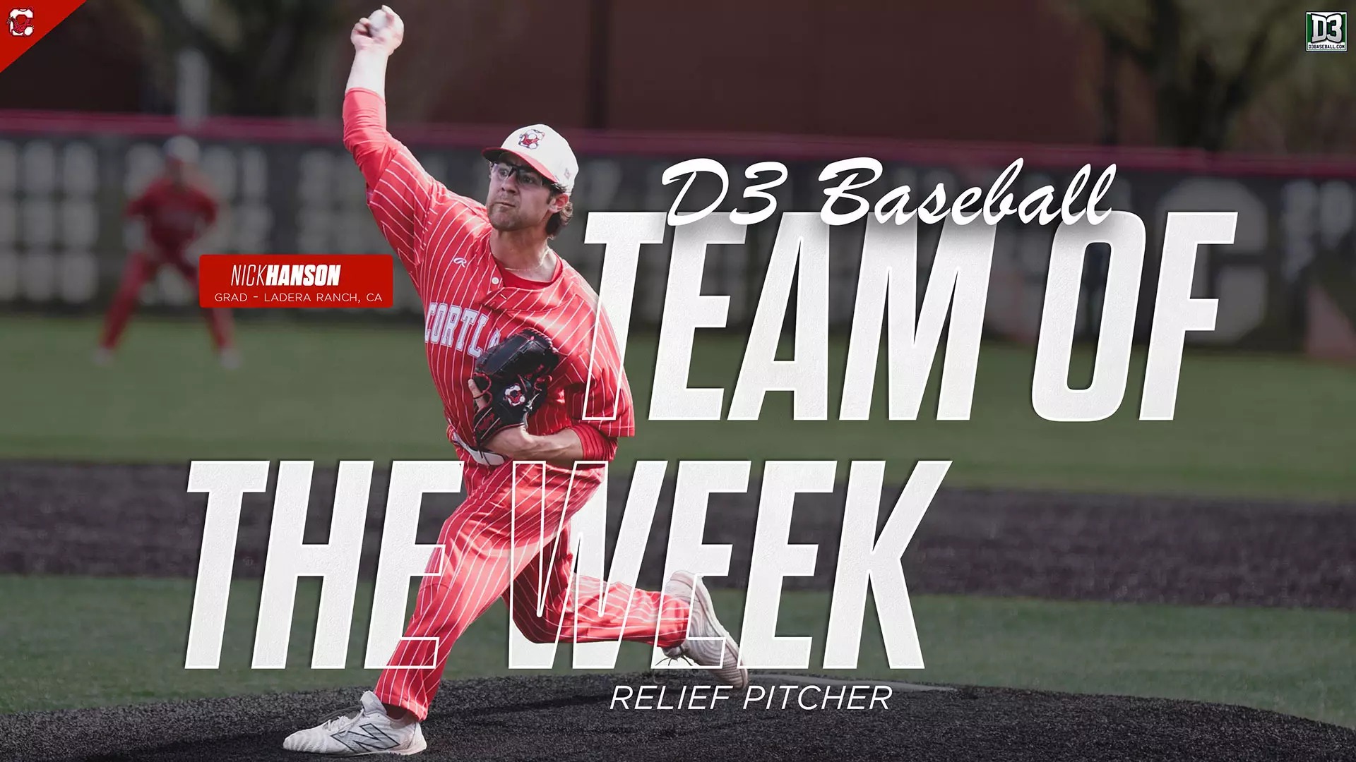 Cortland's Nick Hanson Named to D3baseball.com National Team of the Week