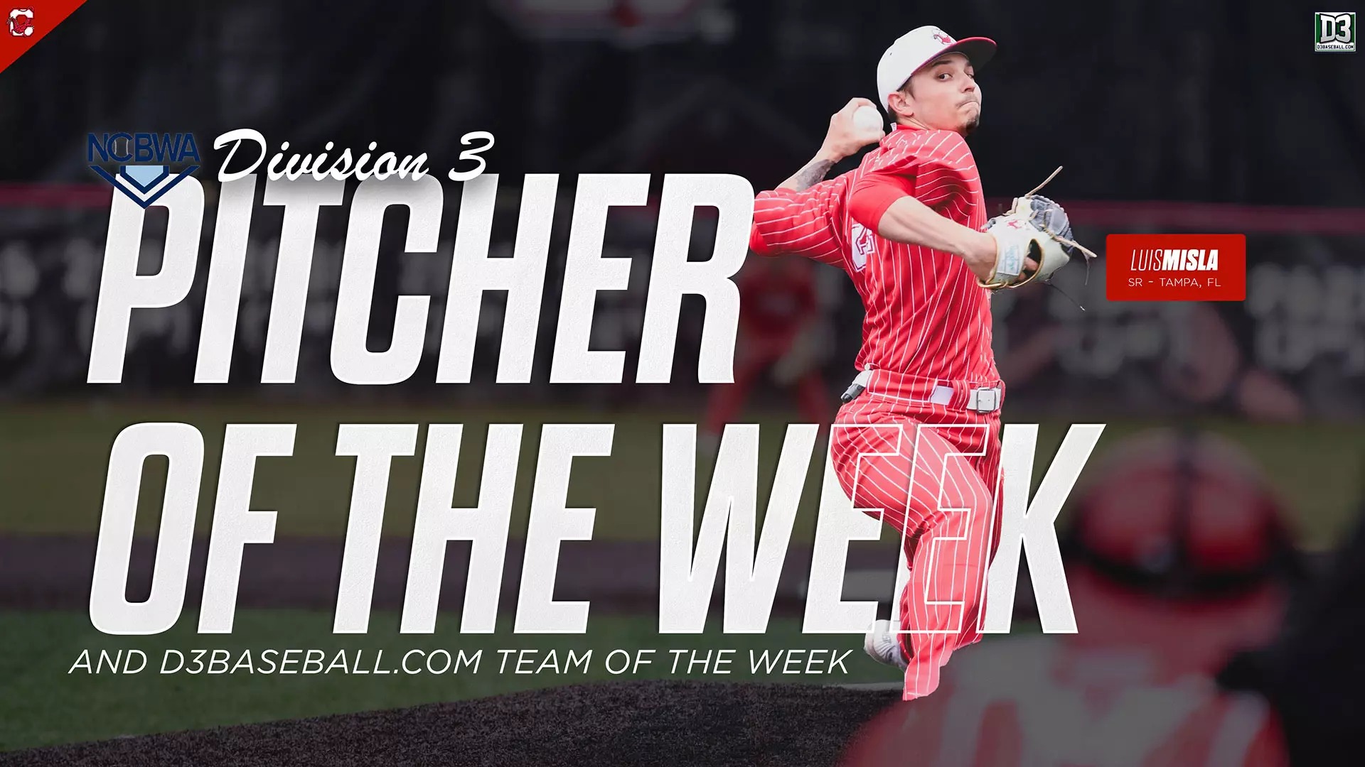 Luis Misla Named NCBWA Division III National Pitcher of the Week