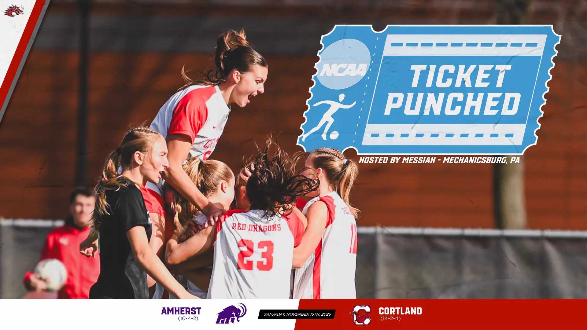 Cortland to Face Amherst in NCAA Women's Soccer First Round Saturday at Messiah