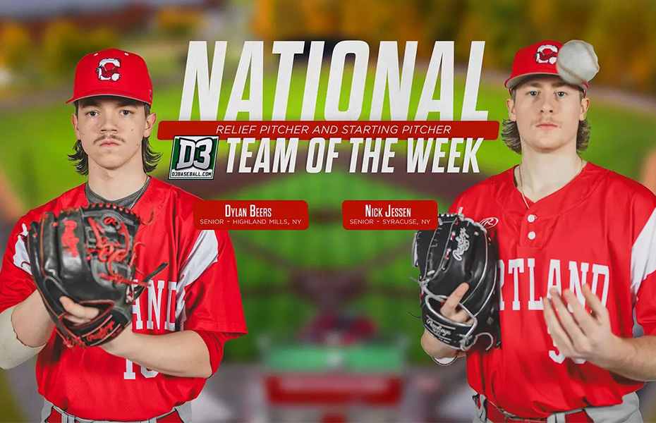 Cortland&rsquo;s Nick Jessen and Dylan Beers Named to D3baseball.com National Team of the Week