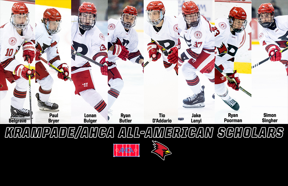Plattsburgh Men's Ice Hockey's Belgrave, Bryer, Bulger, Butler, D'Addario, Lanyi, Poorman, and Singher Each Named AHCA All-America Scholars