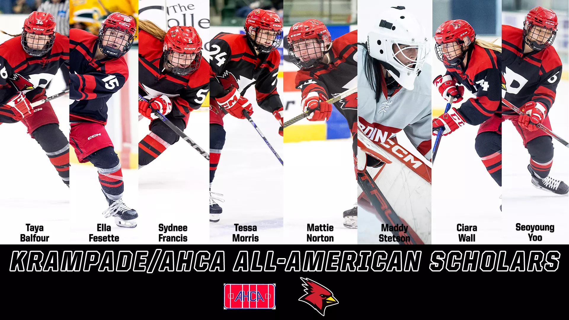 Women's Ice Hockey's Balfour, Fesette, Francis, Morris, Norton, Stetson, Wall, and Yoo Named AHCA All-America Scholars