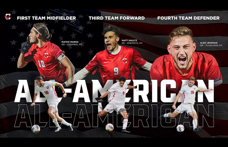 Cortland's Mateo Marra, Matt Shultz, and Alex Lessman Named 2024 United Soccer Coaches All-Americans